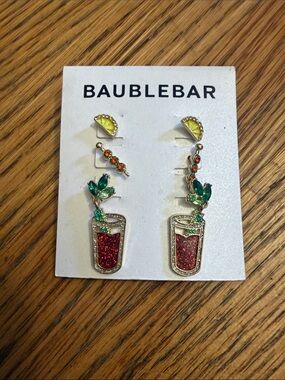 BaubleBar Red Glitter Bloody Mary trio set of Earrings New